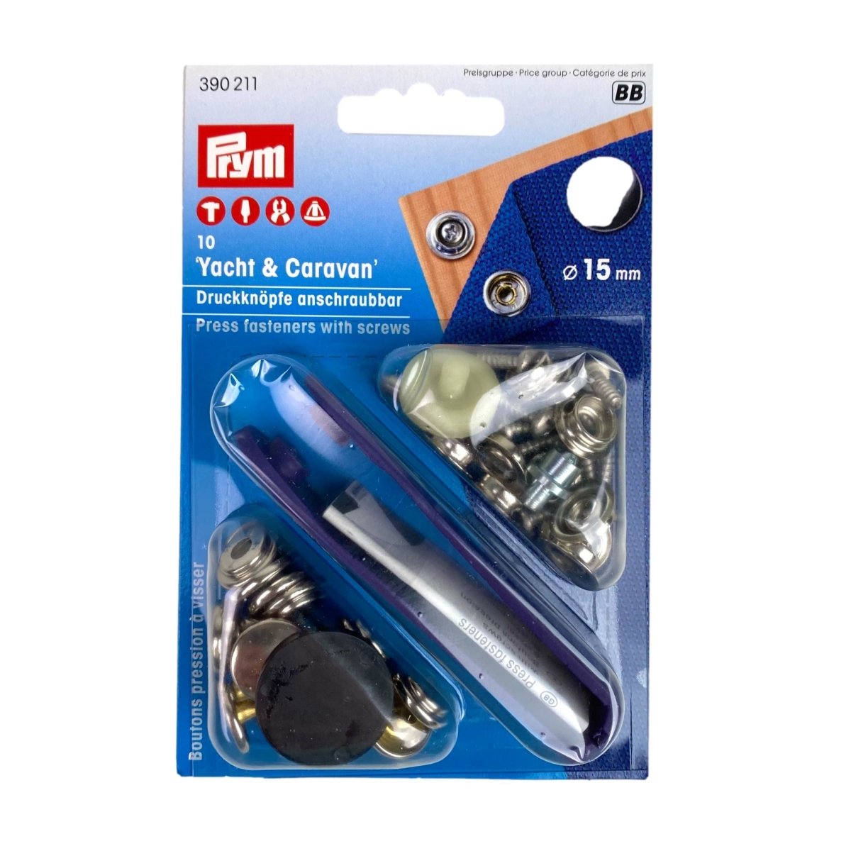 Prym No-Sew Snap Fasteners Sport & Camping 15mm 03 Silver 