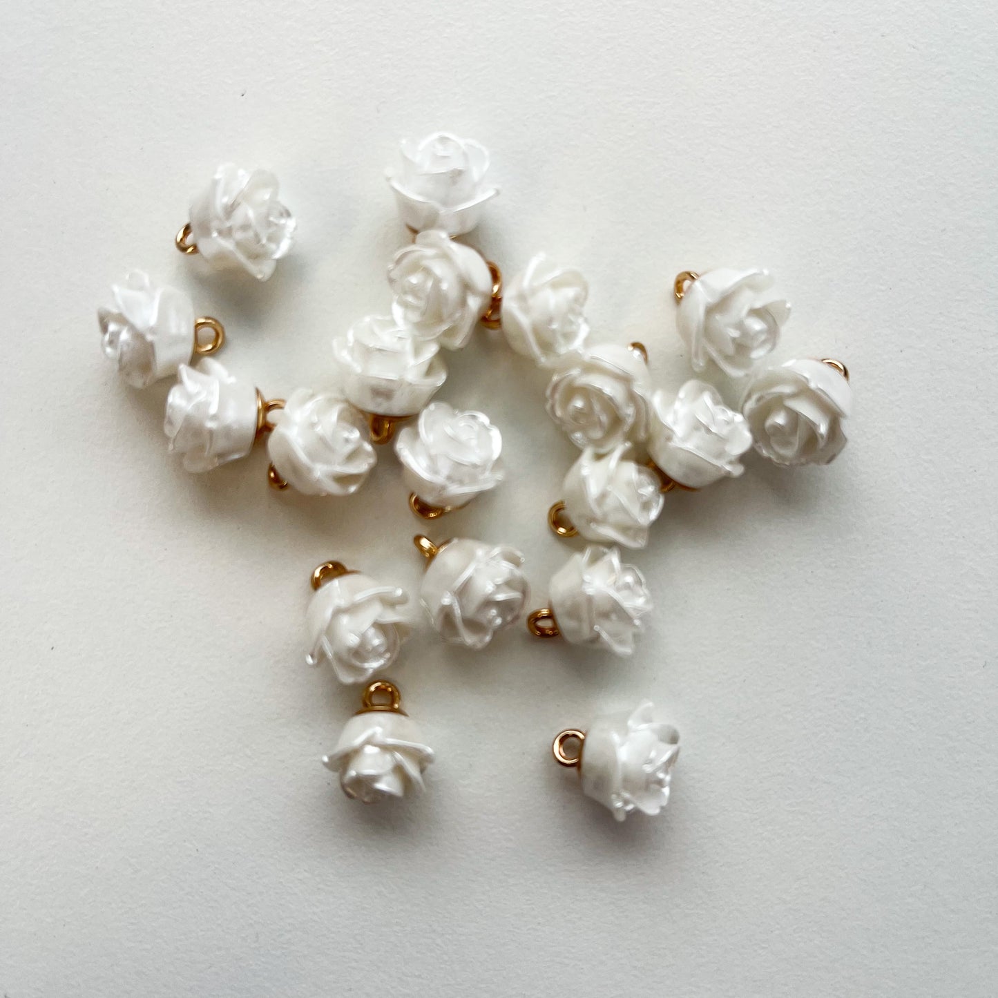 Sewing Gem - White Resin Rose Shank Buttons - 12mm