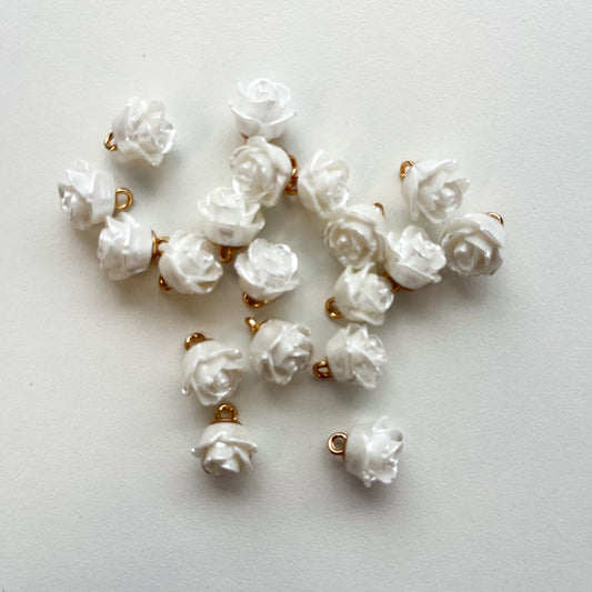 Sewing Gem - White Resin Rose Shank Buttons - 12mm