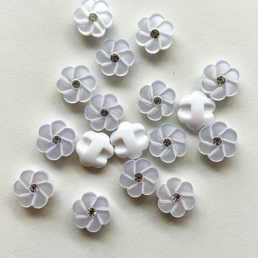 Sewing Gem - White Resin Flower Buttons - 12.5mm