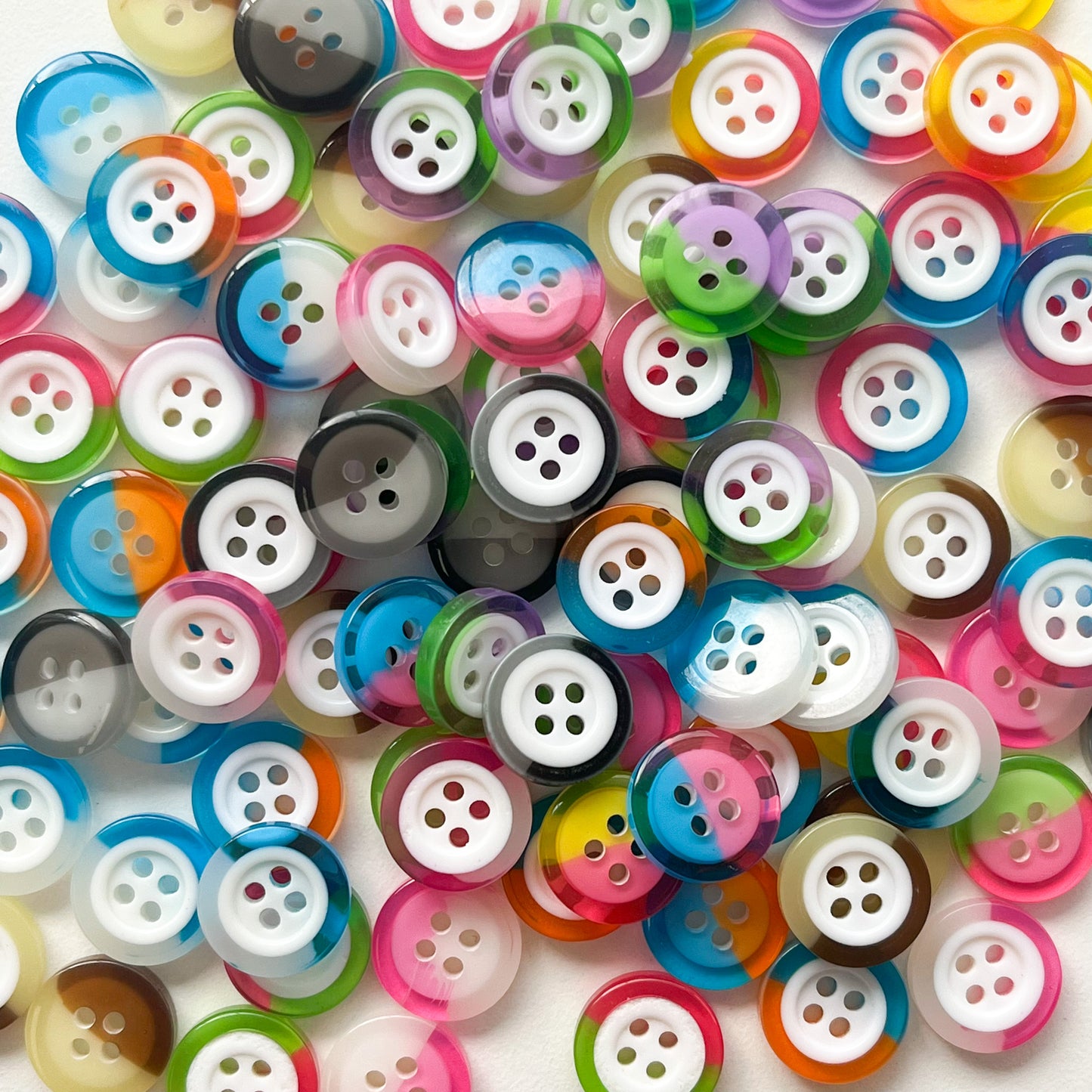 Sewing Gem - Two Tone Resin Buttons - 12.5mm - Assorted Colours