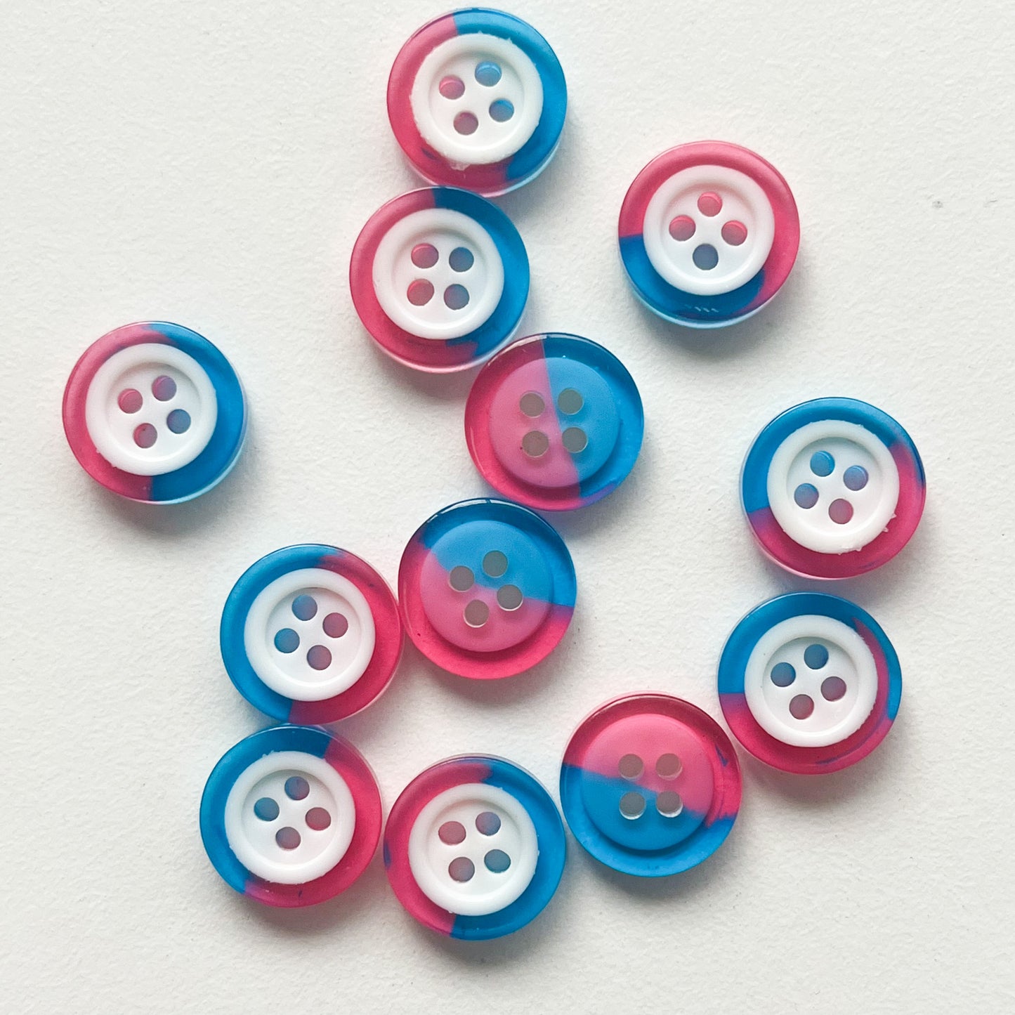 Sewing Gem - Two Tone Resin Buttons - 12.5mm - Assorted Colours