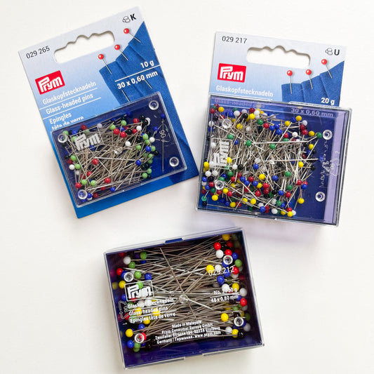 Prym - Glass Head Pins - Assorted Colours - Multiple Sizes