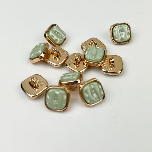 Sewing Gem - Metal Square Buttons with Imitation Shell Insert - 10mm - 2 Colours
