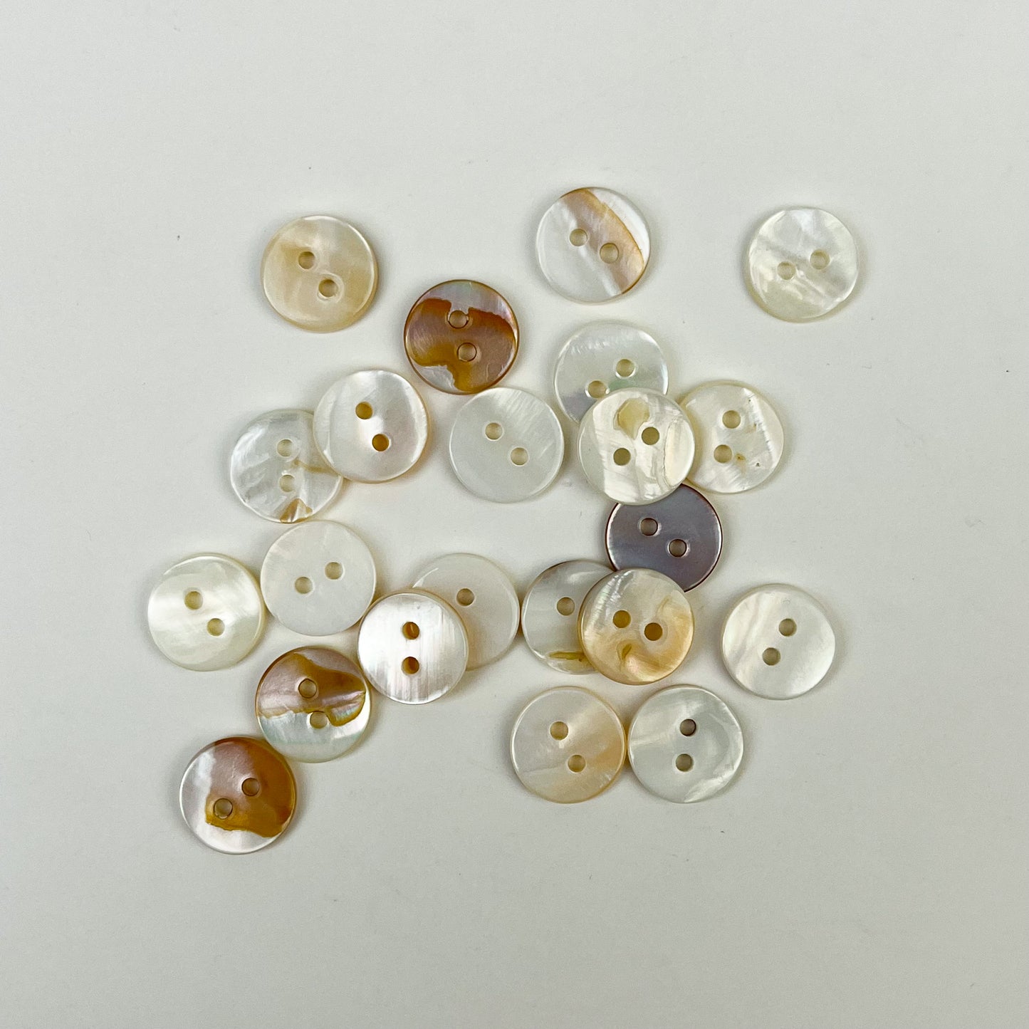 Sewing Gem - 2 Hole, Natural White Shell Buttons - 11mm