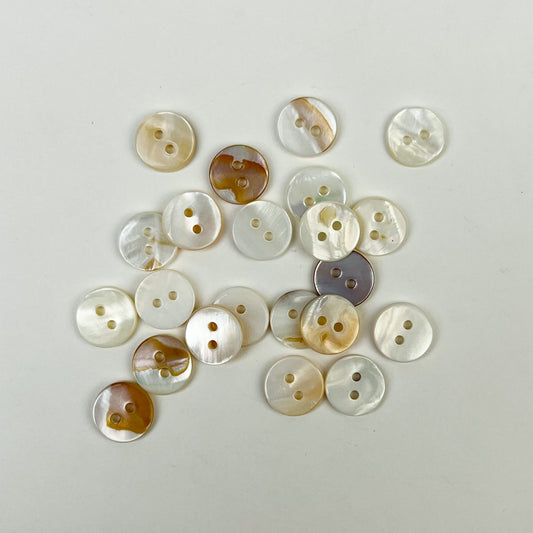 Sewing Gem - 2 Hole, Natural White Shell Buttons - 11mm